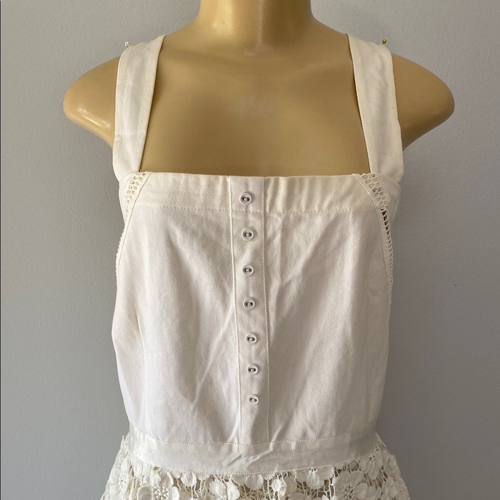 Boston Proper White Lace Tiered Dress Size 14 - Picture 3 of 7